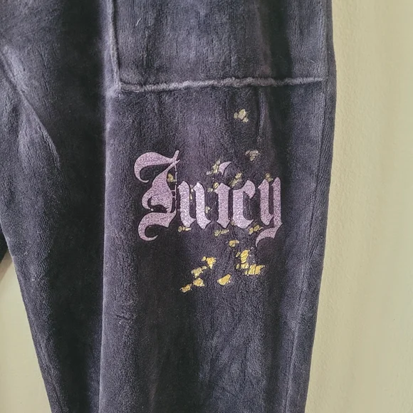 Juicy Couture Y2K Velour Flare Pant Front And Back Pockets Small Purple Gold Vtg - Picture 4 of 9